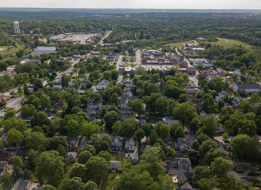 Canfield, OH - Aerial View of a Residental Neighborhood With Lots of Trees in Hudson Ohio